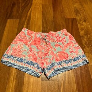 Lilly Pulitzer Vibrant Coral and Blue Women's Shorts Size S